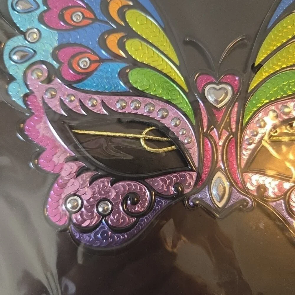 Masquerade Metallic Embossed Mask Butterfly Halloween Party NEW In Pkg